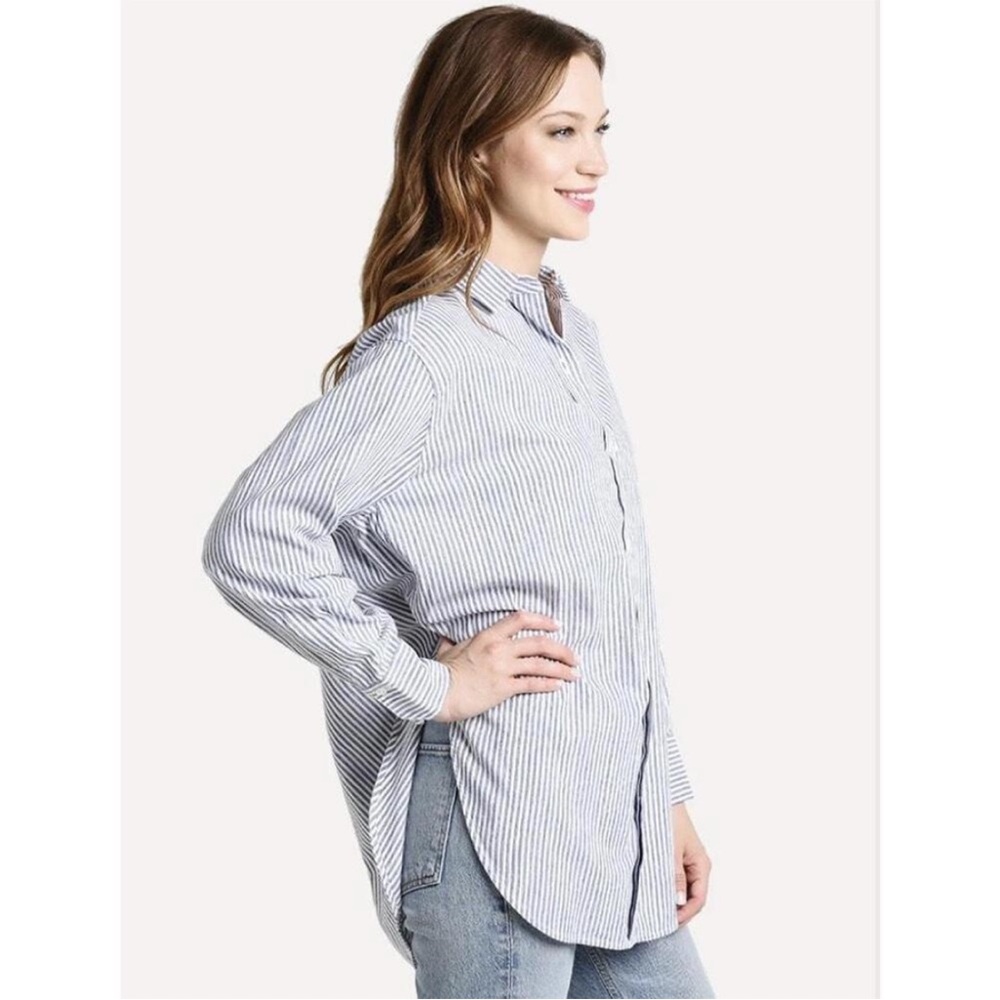 VINCE Oversized Button Down Space Dye Stripe Shirt size Small